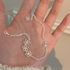 Korean version S925 pure silver hollowed-out flower bracelet for girls, simple, fashionable and sweet best friend bracelet necklace three-piece set Item Picture